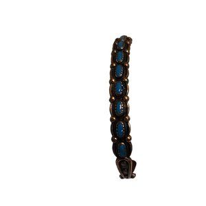 Bracelet Copper Cuff Needle Point Turquoise